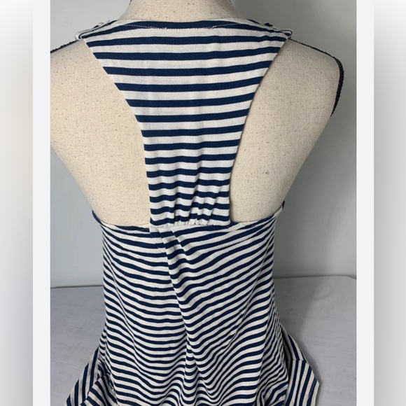 THML Anthropologie navy white striped tank top with yellow embroidery MED - Picture 6 of 7